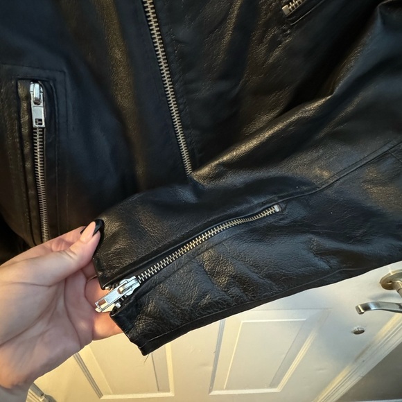 Custom Leather Biker Moto Jacket Embroidered Eagle West Star Choppers Med Lined - Picture 8 of 16